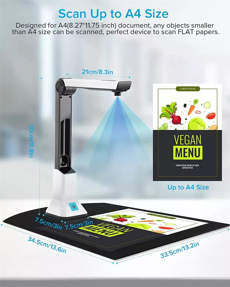 Document Camera for Teachers, 8MP High Definition USB Portable Scanner with Real