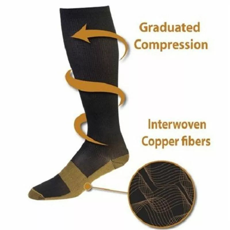 (10 Pairs) Copper Compression Socks 20-30mmHg Graduated Support Mens Women S-XXL