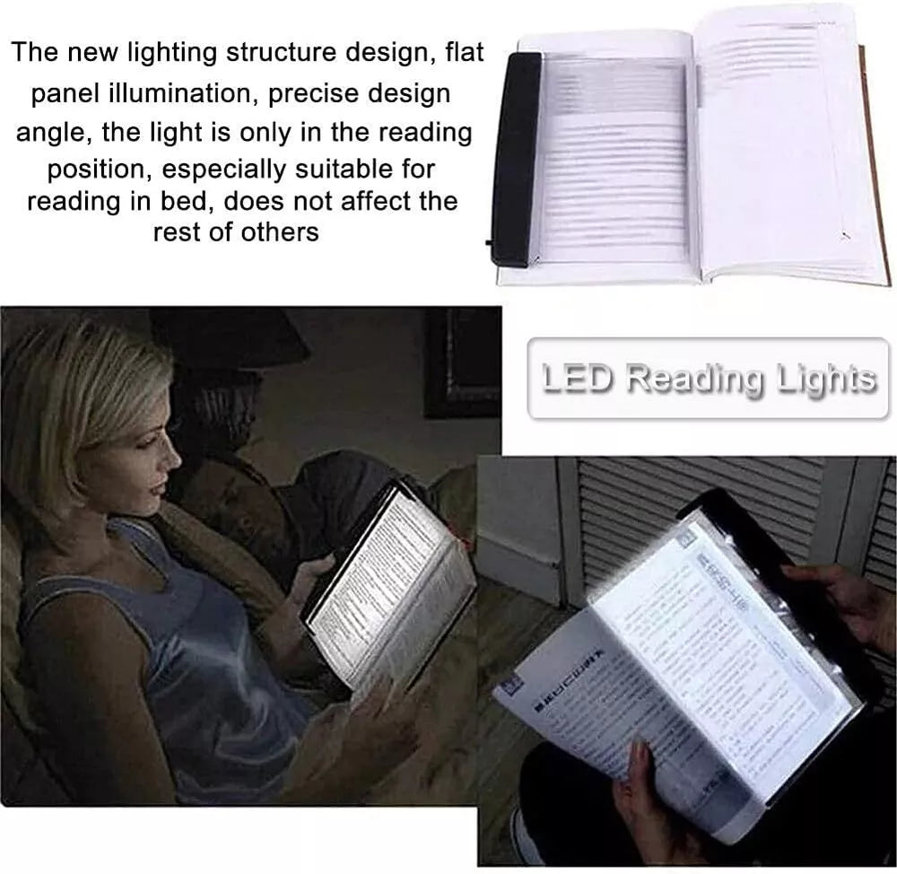 1* Creative LED Book Light Reading Night Flat Plate Lamps Portable Travel