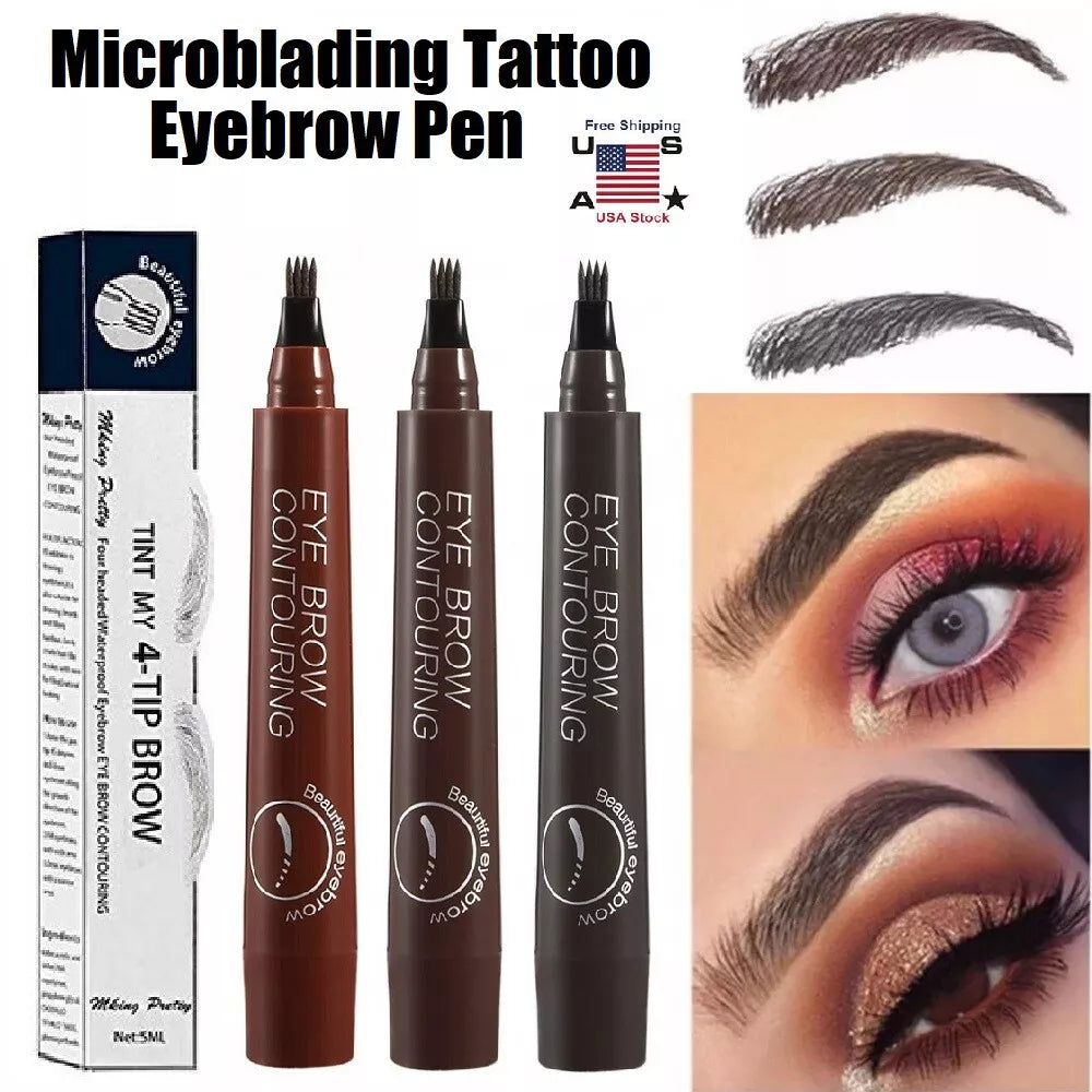 3D Fork Eye Brow Pencil Waterproof Microblading Tattoo Eyebrow Ink Pen Makeup US