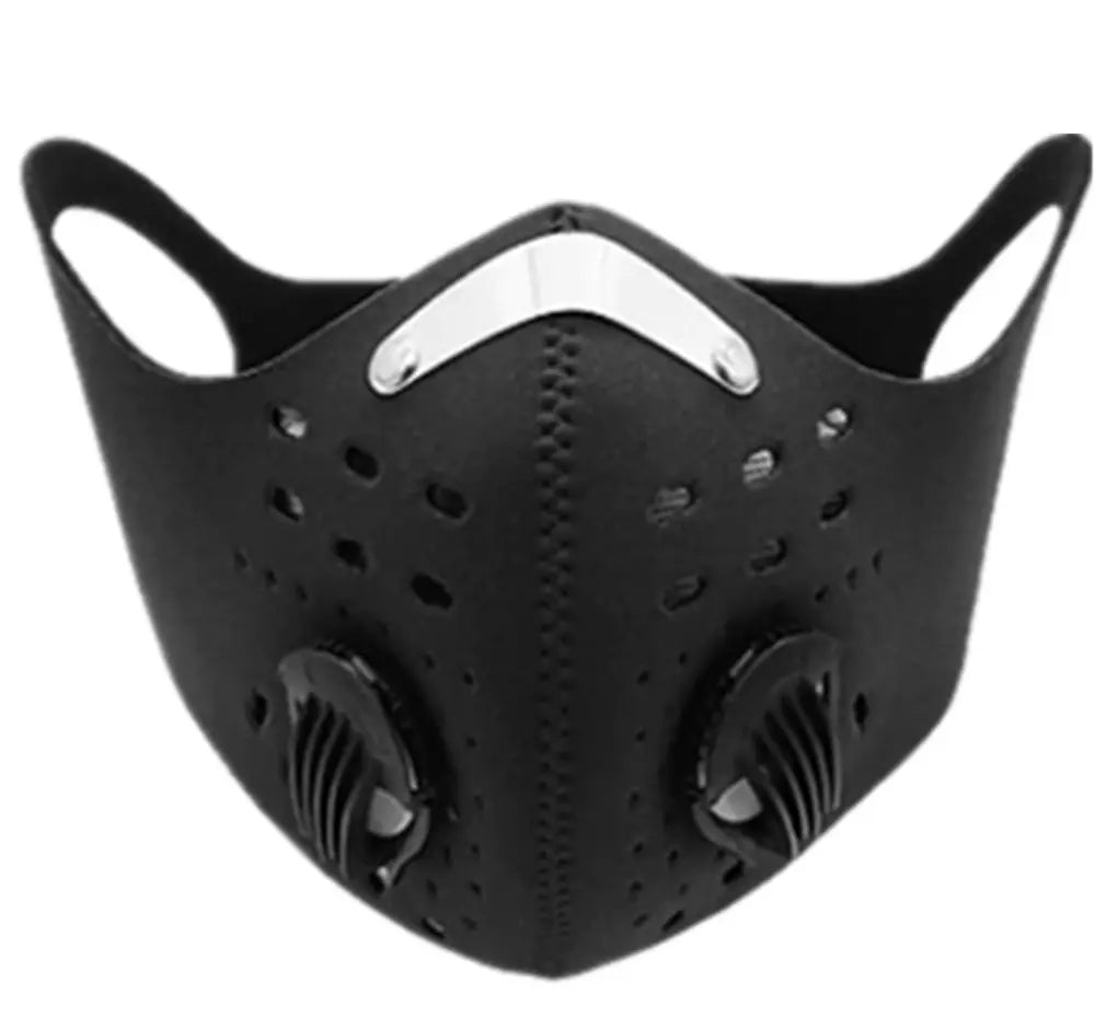 3 Pcs Black Reusable Outdoor Sports Face Mask Cover Air Valves Neoprene W/Filter