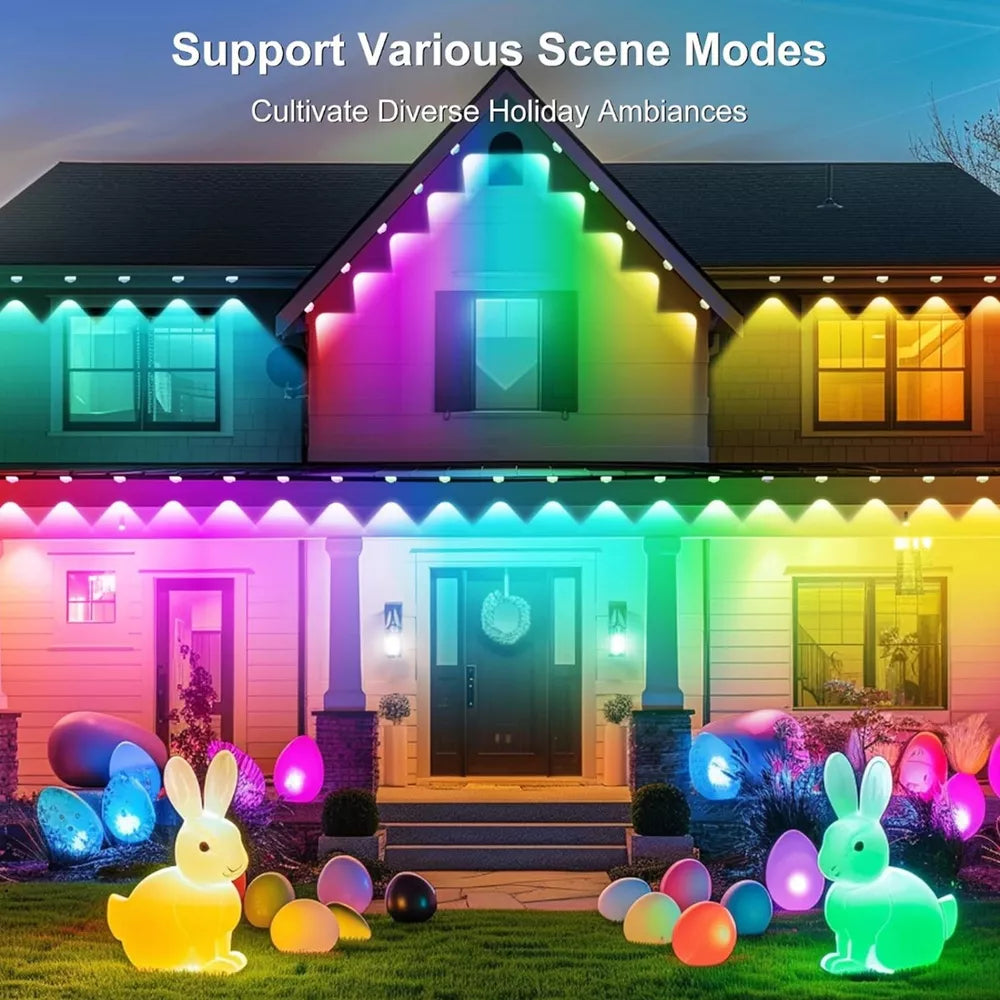 Permanent Outdoor Eaves Lights Smart RGB 150ft/300ft 108/216 LED DIY Scene Modes