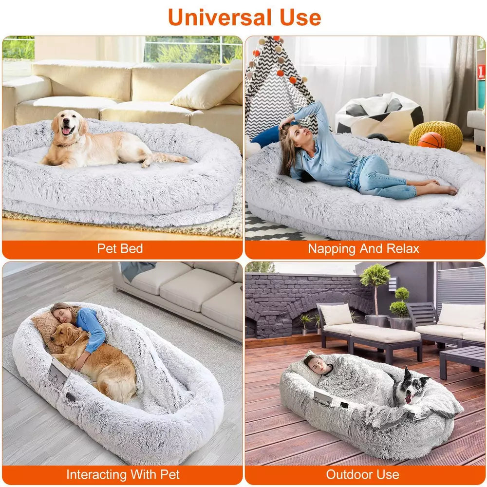 Human Pet Bed, Giant Dog Bed for Human with Blanket Pillow 6XL with Foam Filling