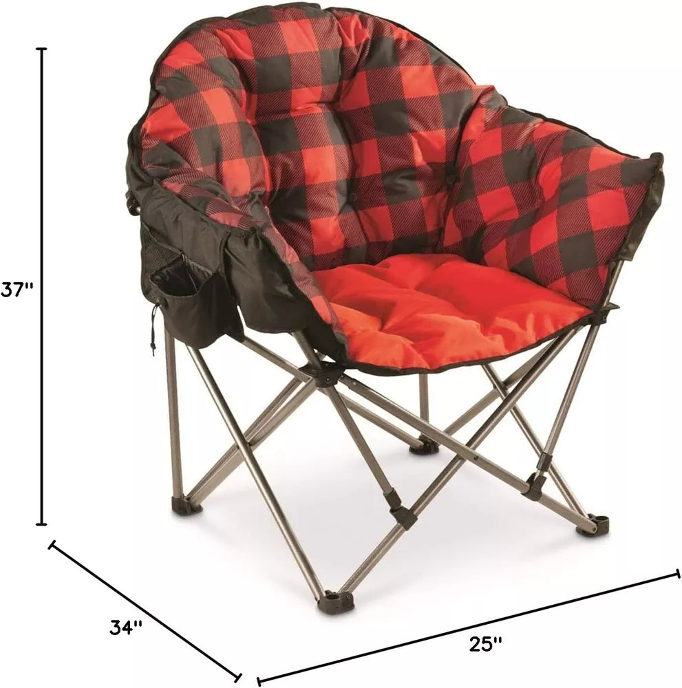 Oversized Padded Camping Chair Portable Folding 500 Lb Capacity Storage Bag