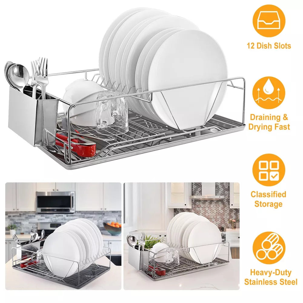 Stainless Steel Dish Drying Rack – Durable, Rust-Resistant & Spacious