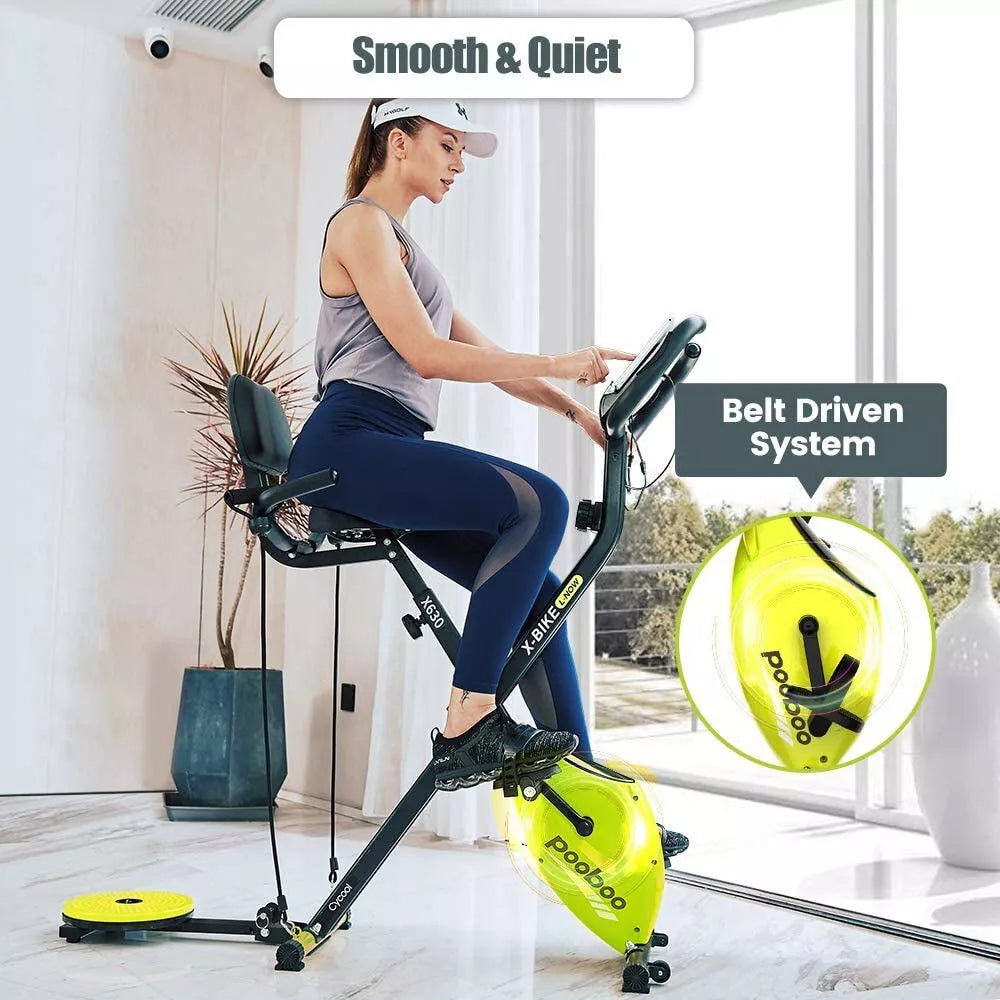 Indoor Exercise Bike Foldable Stationary Bike 3 in 1 Upright Cycling Bike X-bike