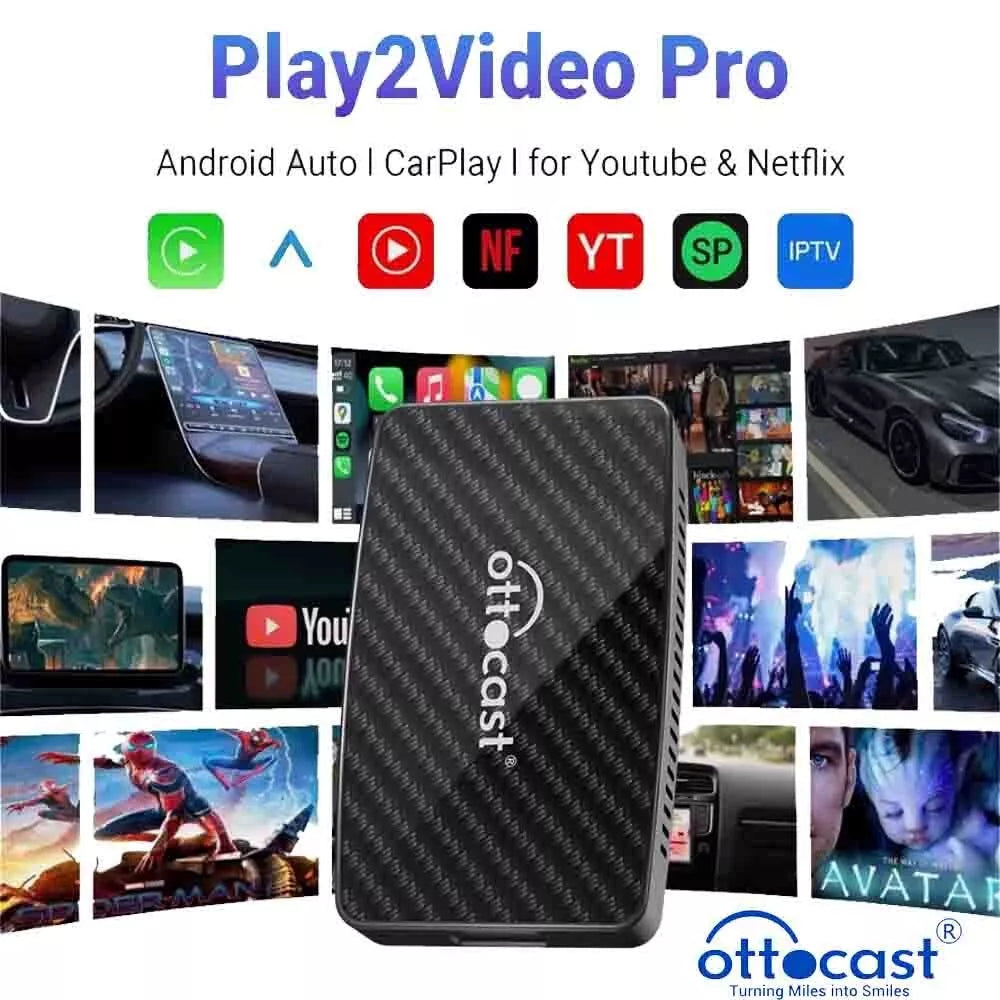 3in1 Ottocast Multimedia AiBox Wireless CarPlay&Android Auto Adapter +YT Netflix