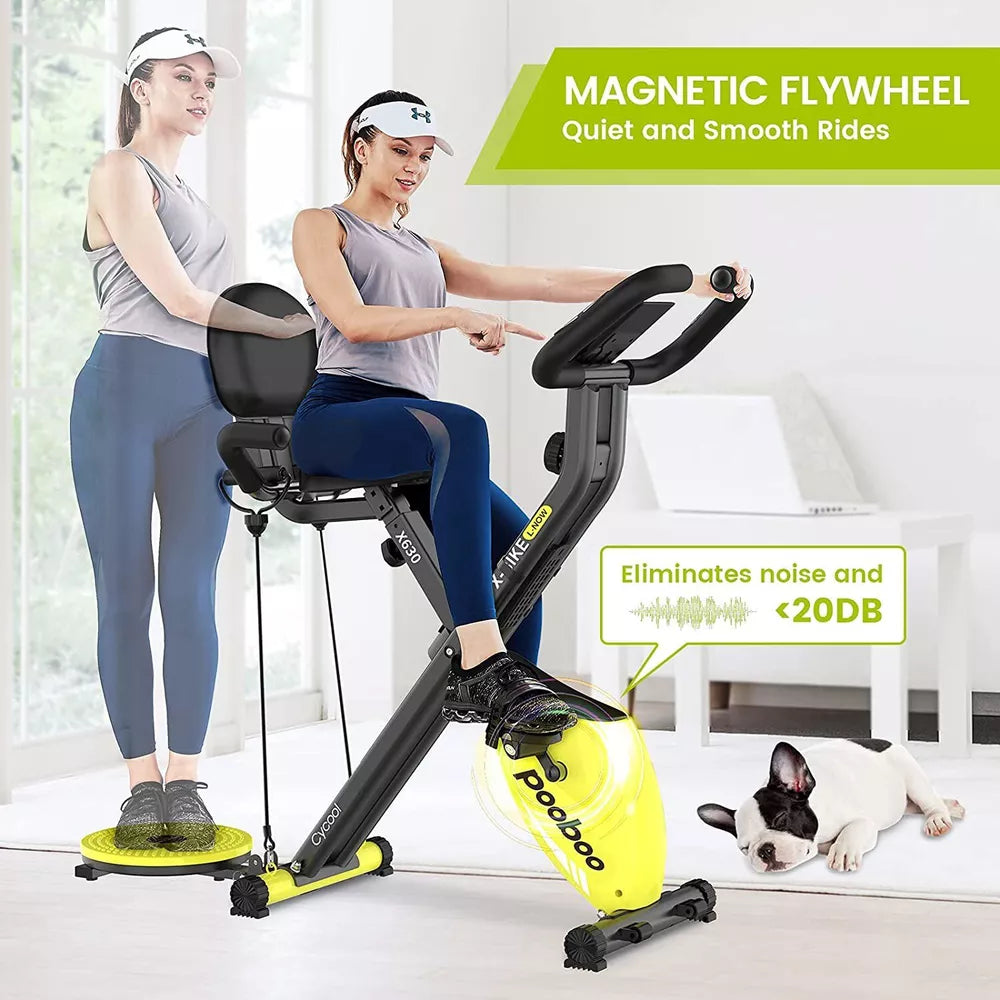 Indoor Exercise Bike Foldable Stationary Bike 3 in 1 Upright Cycling Bike X-bike