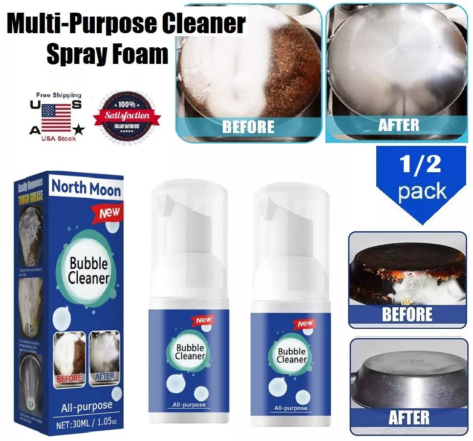 2× All-Purpose Cleaning Bubble Spray Multi-Purpose Foam Kitchen Grease Cleaner