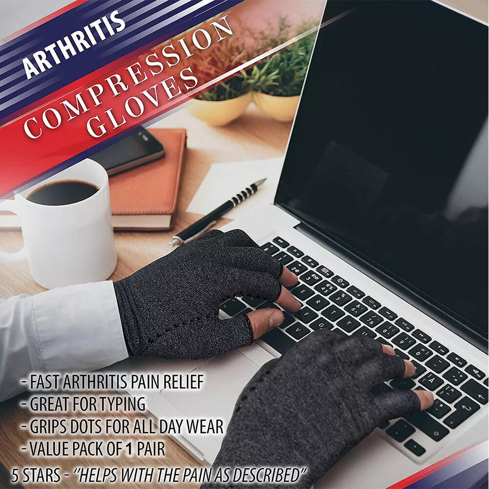 Copper Compression Gloves Arthritis Carpal Tunnel Warm Hand Support Pain Relief