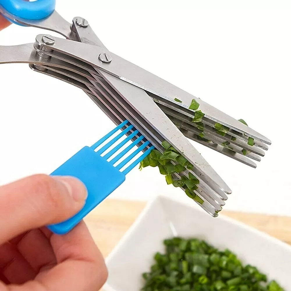 Stainless Steel Vegetable Scissors 5 Blades Scallion Scissors Herb Onion Cutter