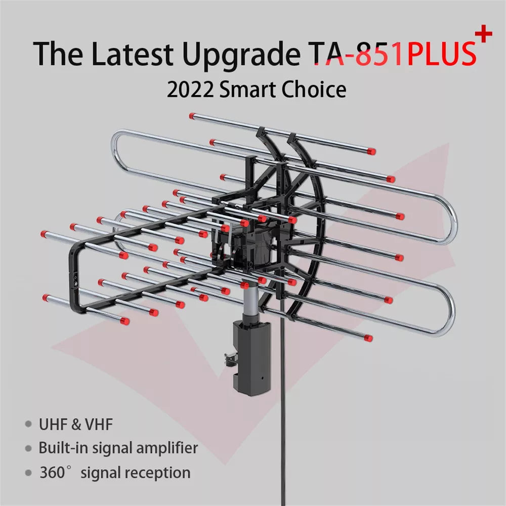 480 Miles Outdoor TV Antenna Motorized Amplified HD TV 1080P VHF/UHF 360°