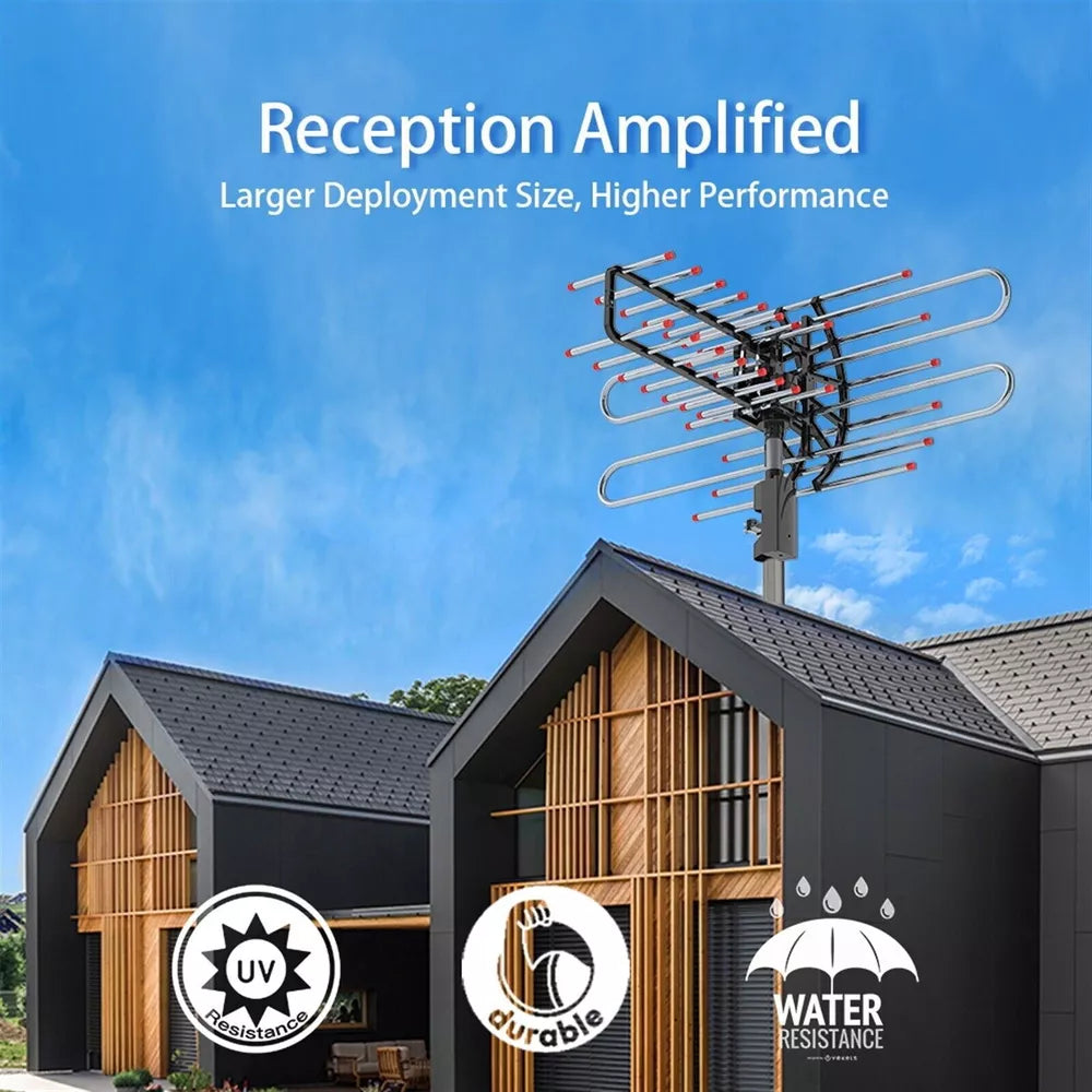 480 Miles Outdoor TV Antenna Motorized Amplified HD TV 1080P VHF/UHF 360°