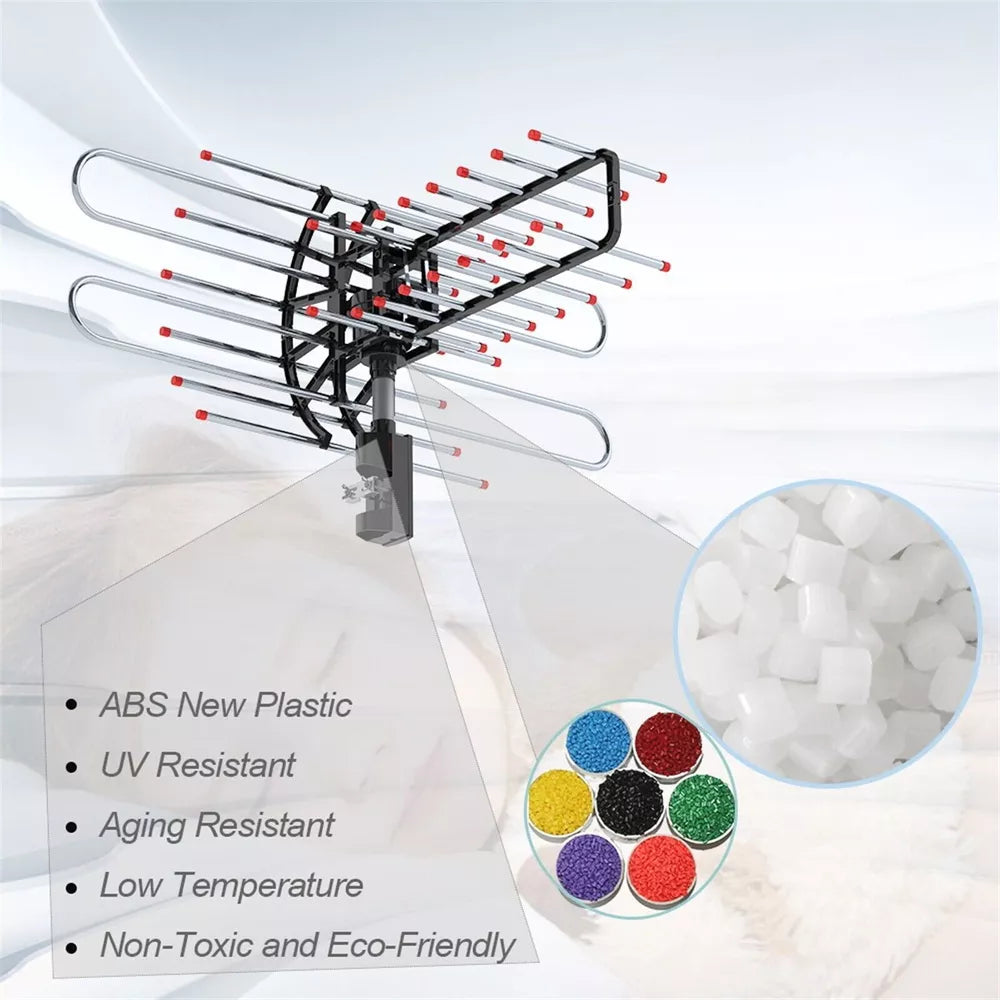 480 Miles Outdoor TV Antenna Motorized Amplified HD TV 1080P VHF/UHF 360°