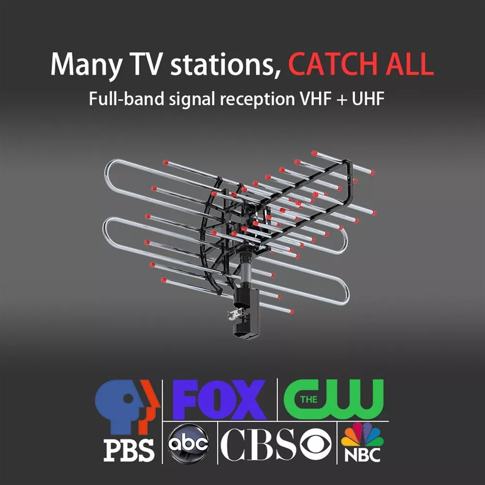 480 Miles Outdoor TV Antenna Motorized Amplified HD TV 1080P VHF/UHF 360°