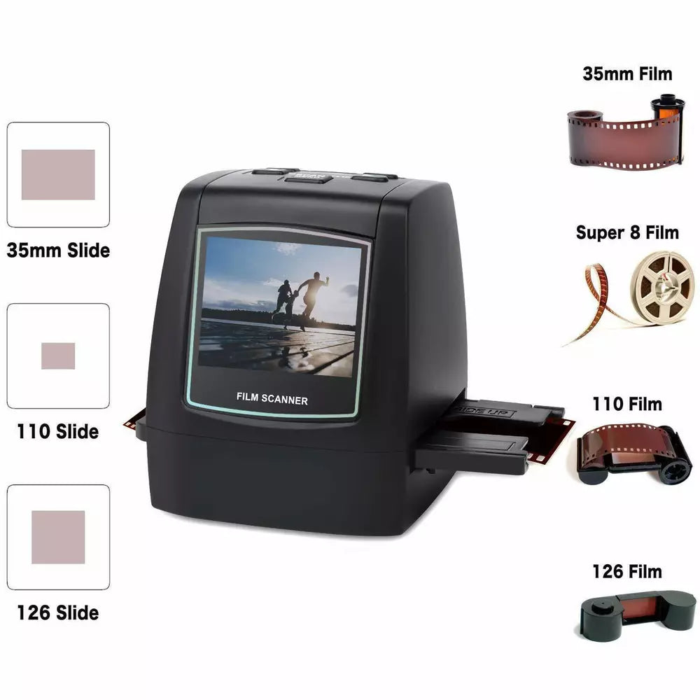 Film Scanner with 22MP Converts 126KPK/135/110/Super 8 Films, Slides, Negatives