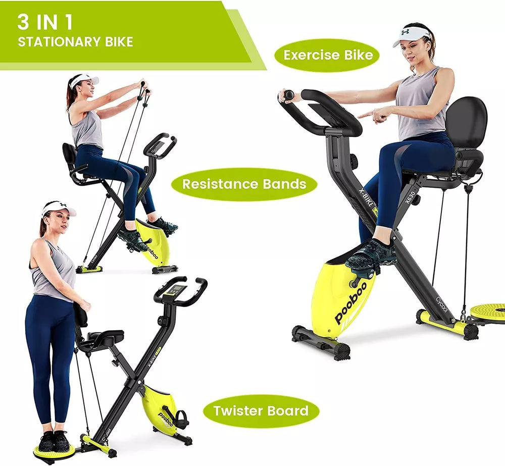 Indoor Exercise Bike Foldable Stationary Bike 3 in 1 Upright Cycling Bike X-bike