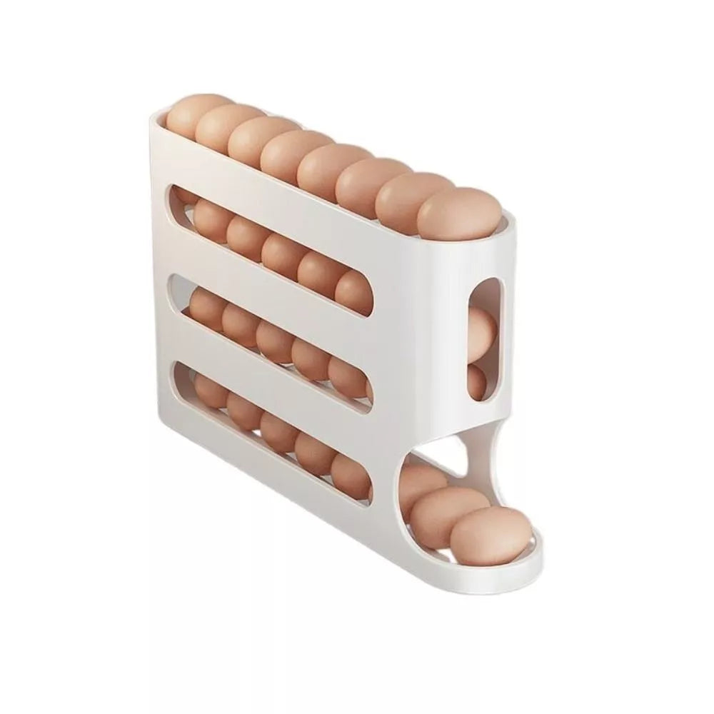 4 Layers Automatic Rolling Egg Holder Rack Fridge Storage Box Container Large