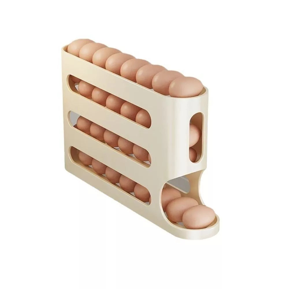 4 Layers Automatic Rolling Egg Holder Rack Fridge Storage Box Container Large