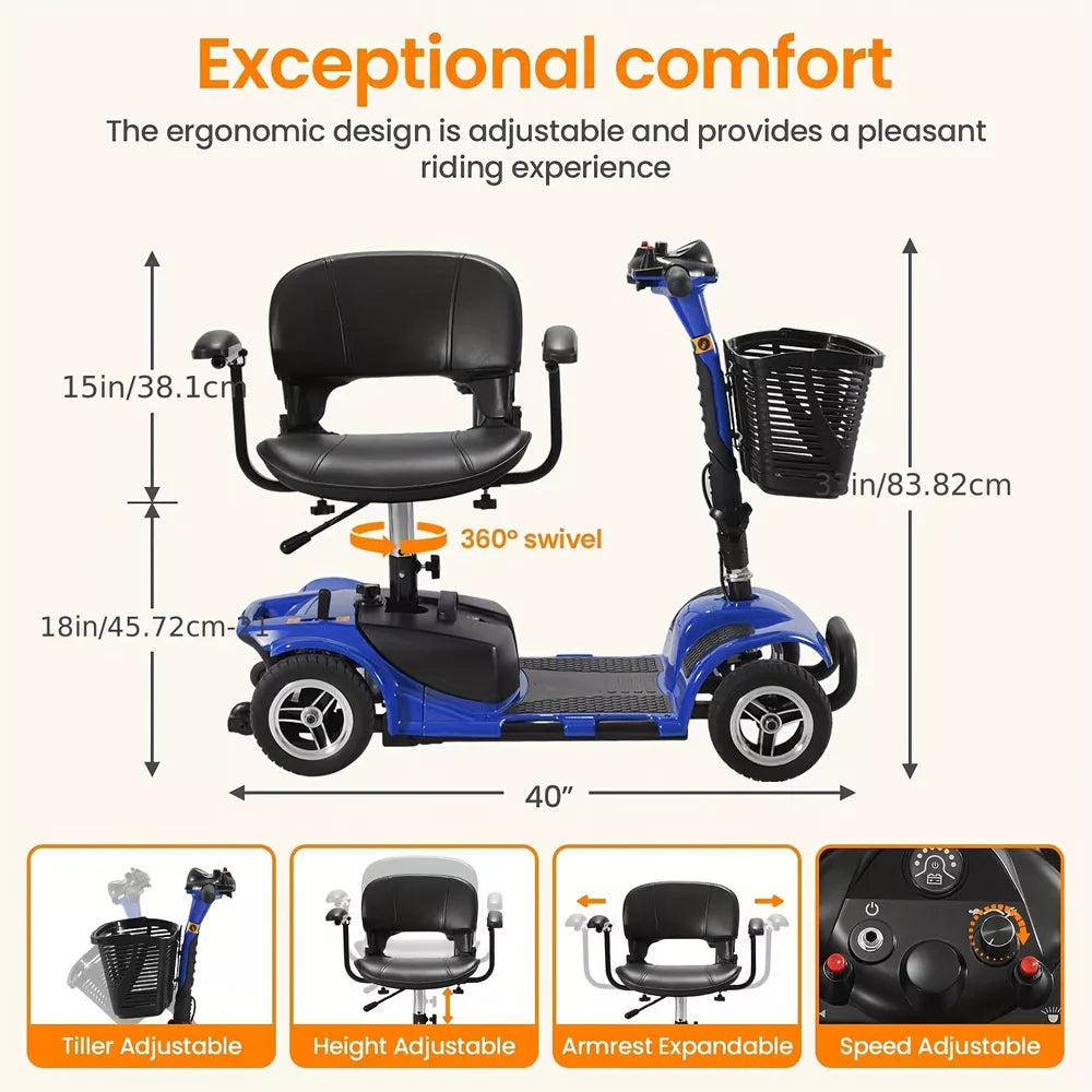 4 Wheels Mobility Scooter 200W Power Electric Wheelchairs Heavy Duty Seniors New