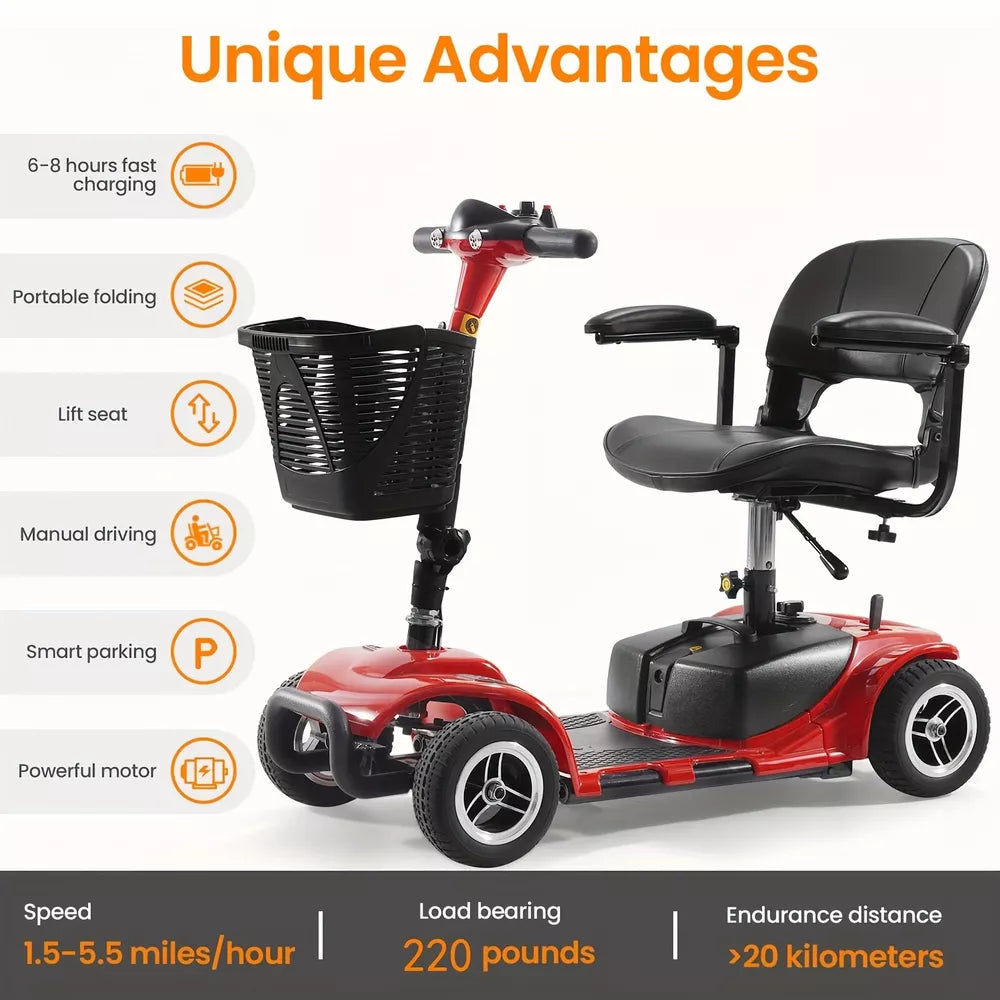 4 Wheels Mobility Scooter 200W Power Electric Wheelchairs Heavy Duty Seniors New