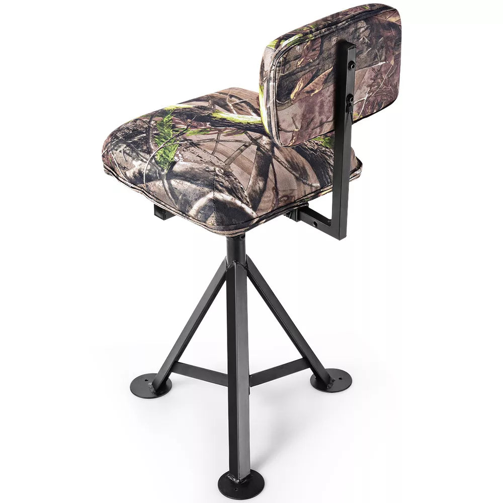 Swivel Hunting Chair Tripod Blind Stool w/ Detachable Backrest Outdoor Camping