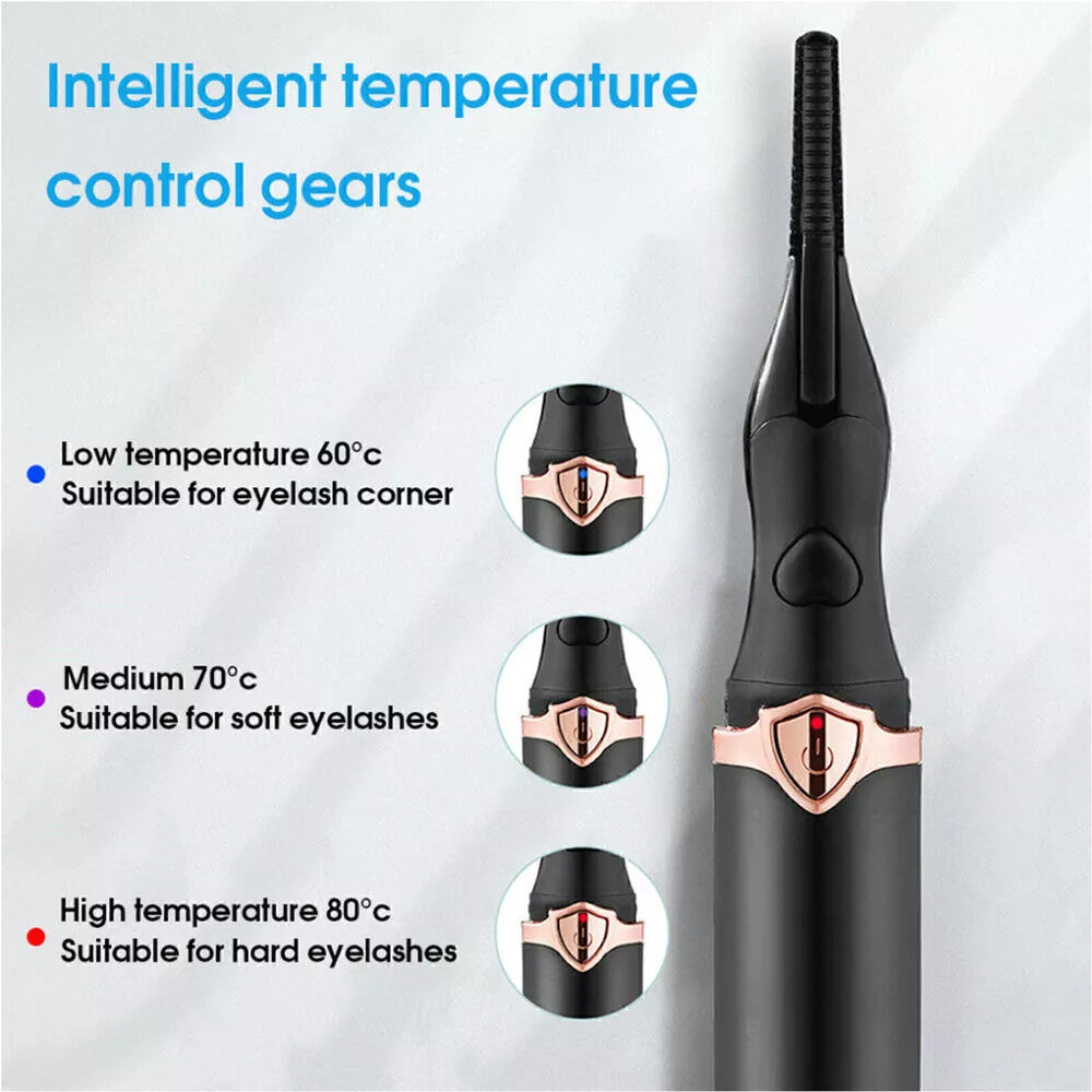 Electric Heated Eyelash Curler USB Rechargeable Makeup Curling Tool Long Lasting