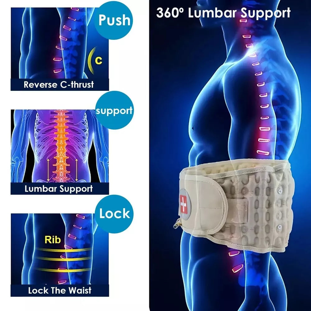 Decompression Belt Back Brace Lumbar Spinal Support & Extender Belt Air Traction