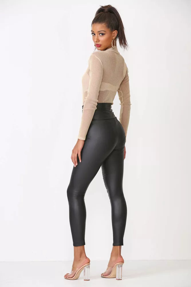 Cemi Ceri Women's Faux Leather High Waist Leggings #1471