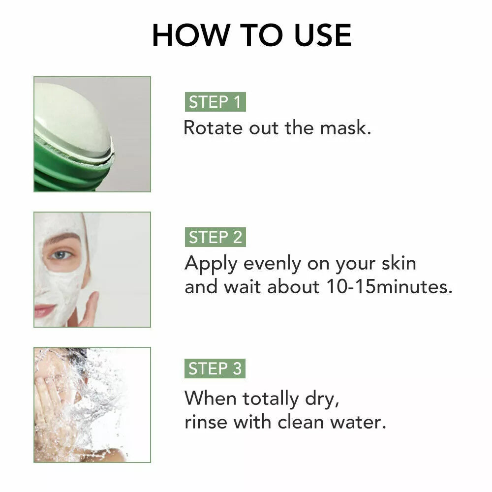 Green Tea Clay Mask Stick Purifying Facial Deep Cleansing Blackhead Acne Remover