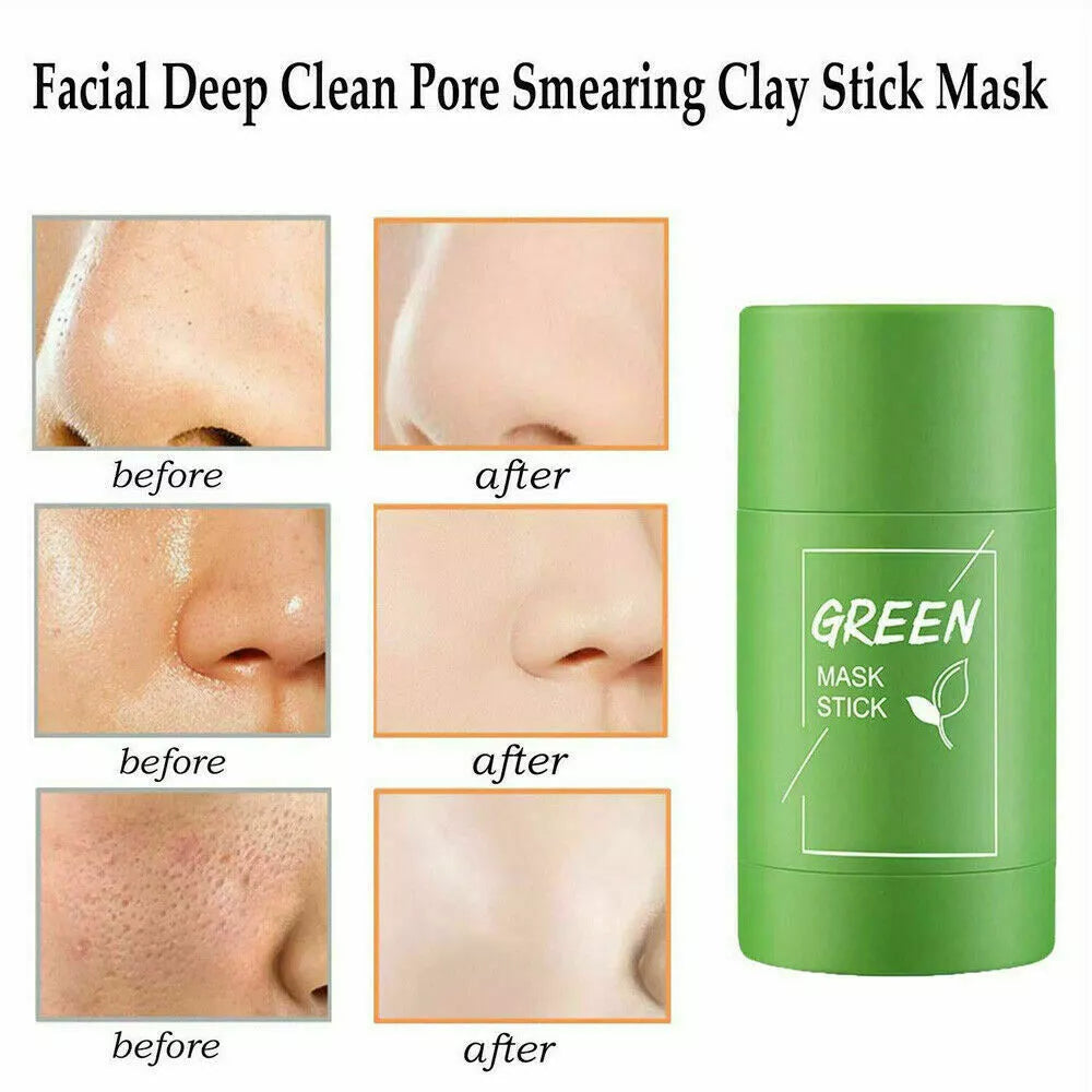 Green Tea Clay Mask Stick Purifying Facial Deep Cleansing Blackhead Acne Remover