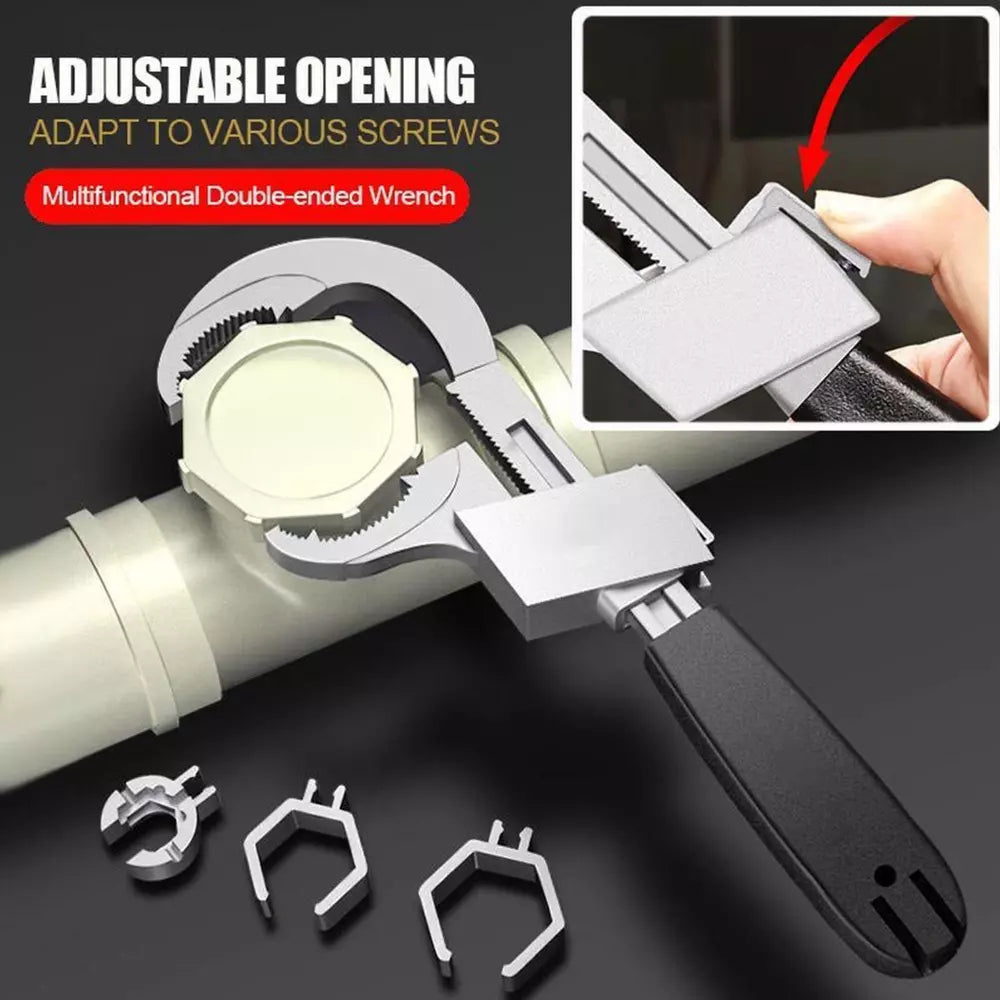 Adjustable Multifunction Double-ended Wrench Large Opening For Water Pipe Repair