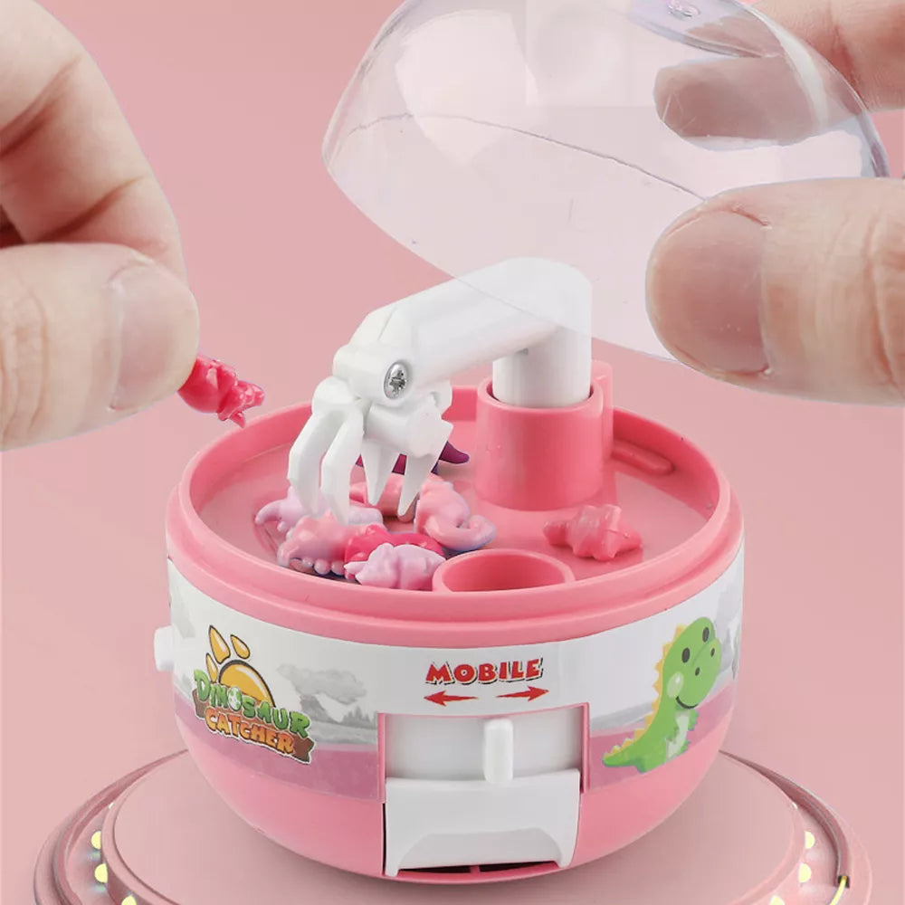 Mini Claw Machine for Kids Toy Grabber with 8 Tiny Dinosaur Prizes Capsule Gift