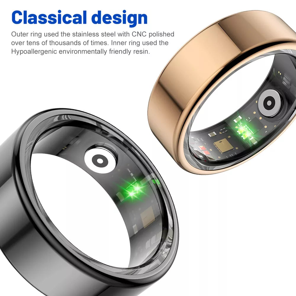 Smart Ring Health Waterproof Finger Rings Monitor Heart Rate Fitness Tracker