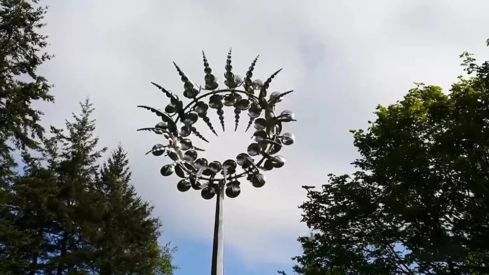 Wind Powered Kinetic Sculpture Unique And Magical Metal Windmill Spinner Garden