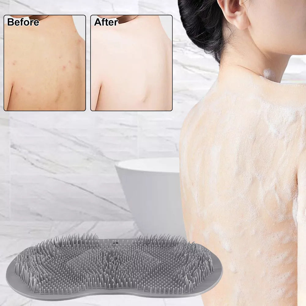 Shower Foot Back Scrubber Massage Pad Body Bath Gray Brush Mat Cleaning Rub Back