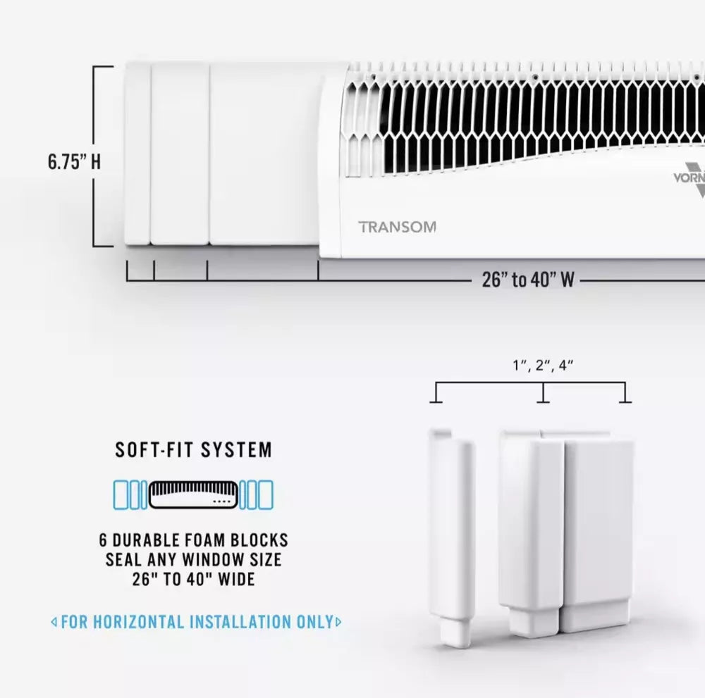 Vornado TRANSOM Window Fan with 4 Speeds, Remote Control, Reversible Exhaust...