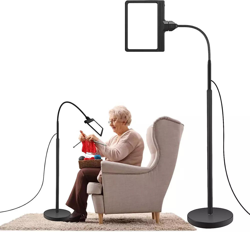 5X Magnifying Glass with Light and Stand - 36 LED Dimmable Floor Magnifying Lamp