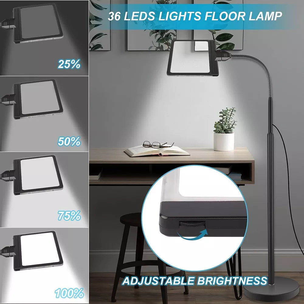 5X Magnifying Glass with Light and Stand - 36 LED Dimmable Floor Magnifying Lamp