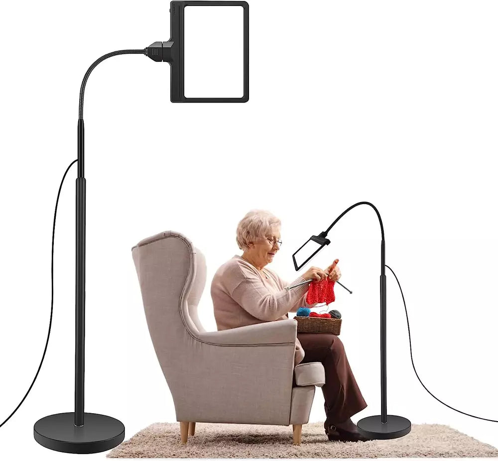 5X Magnifying Glass with Light and Stand - 36 LED Dimmable Floor Magnifying Lamp