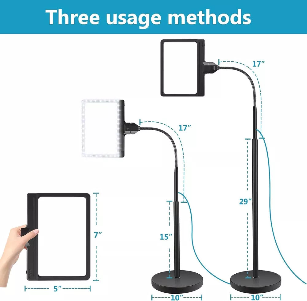 5X Magnifying Glass with Light and Stand - 36 LED Dimmable Floor Magnifying Lamp