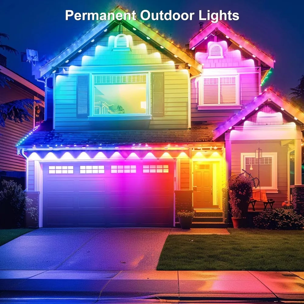 Permanent Outdoor Eaves Lights Smart RGB 150ft/300ft 108/216 LED DIY Scene Modes