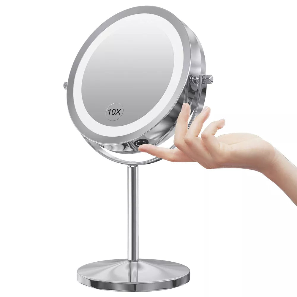 Gospire LED Makeup Mirror 1x/10x Magnifying with Touch Screen Adjustable LED ...