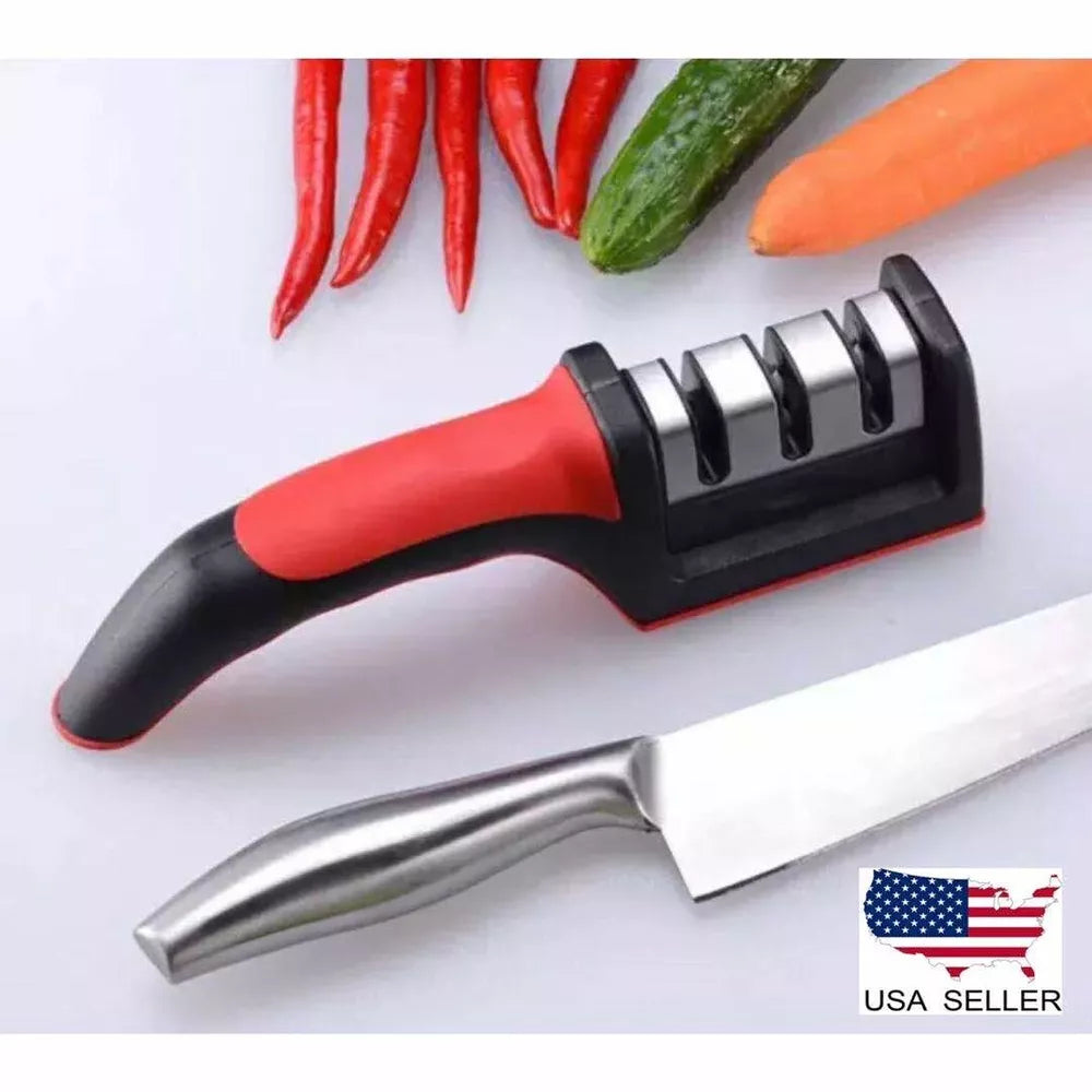 KNIFE SHARPENER PROFESSIONAL SYSTEM HEAVY DUTY DIAMOND CERAMIC TUNGSTEN 3 stp