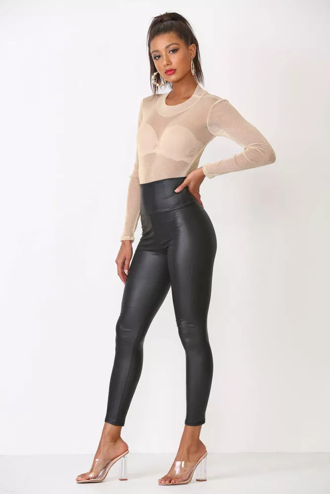 Cemi Ceri Women's Faux Leather High Waist Leggings #1471