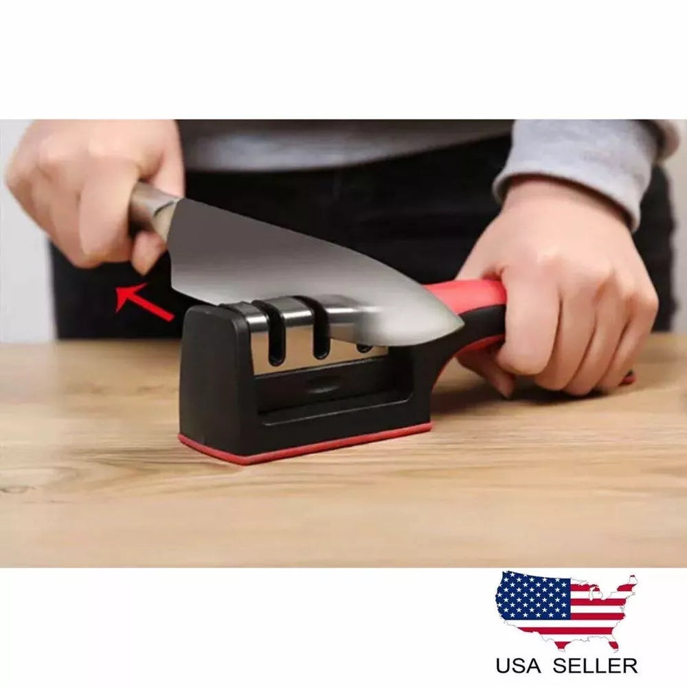 KNIFE SHARPENER PROFESSIONAL SYSTEM HEAVY DUTY DIAMOND CERAMIC TUNGSTEN 3 stp