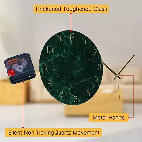 Glass Wall Clock Silent Non Ticking Wall Clock 12 Inch Quality Quartz Battery Op