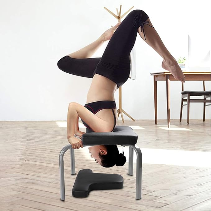 Yoga Iron Headstand Bench With PVC Pads For Family Gym-Black