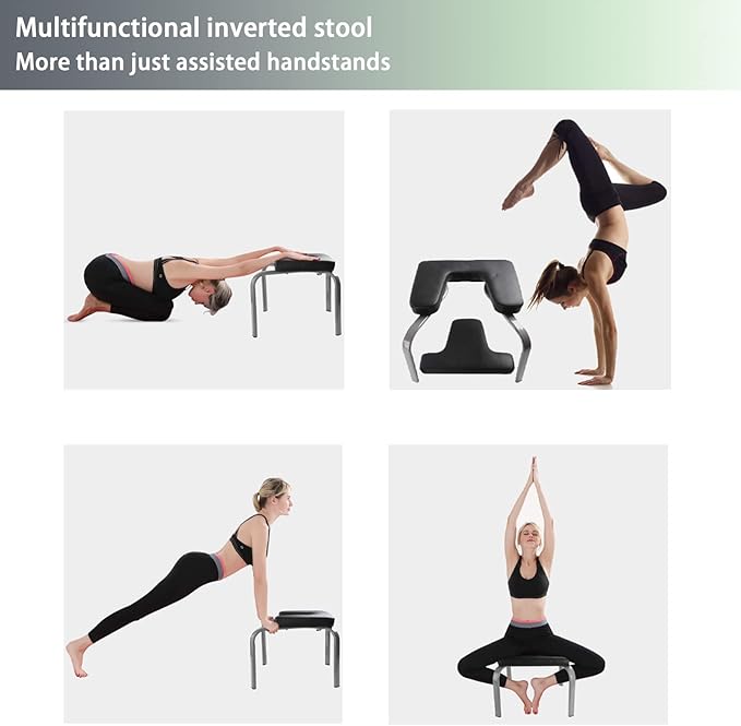 Yoga Iron Headstand Bench With PVC Pads For Family Gym-Black