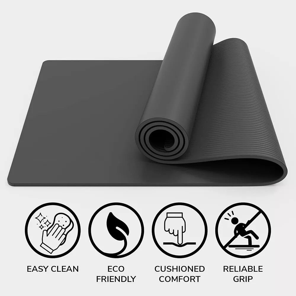 Exercise Yoga Mat 1/2-Inch Thick w/Carry Strap Gym Pilates Meditation Fitness